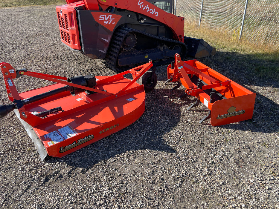 2019 Kubota B2650HSD tractor, rcr1260 rotary cutter and bb1266 box blade