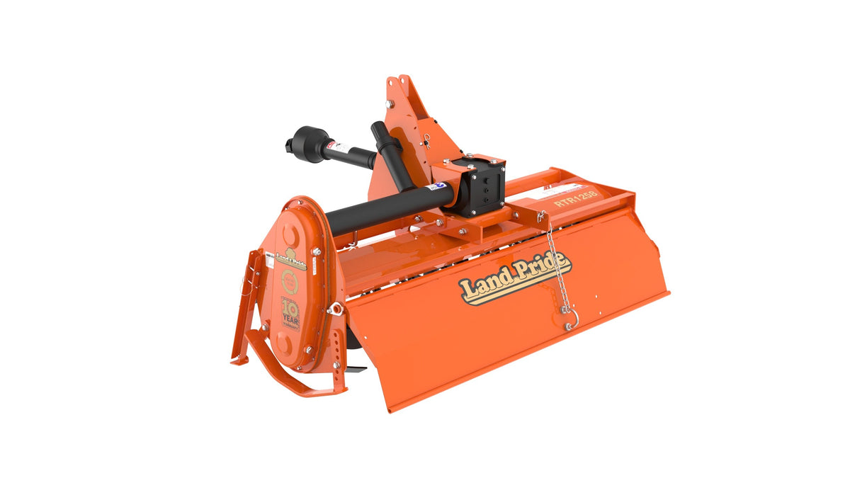 Land Pride RTR1258 rotary tiller, on a white background