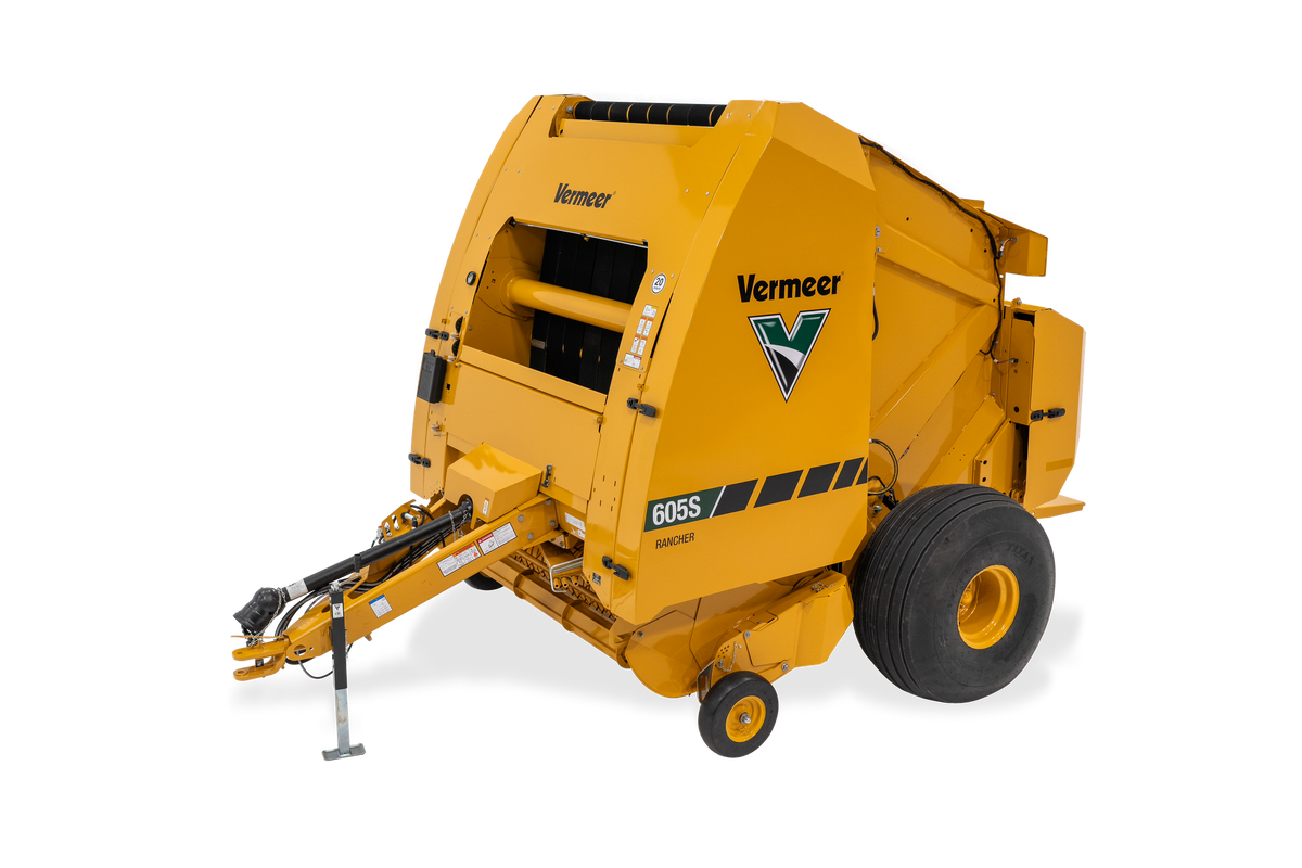 Vermeer 605S Rancher round baler, front left view