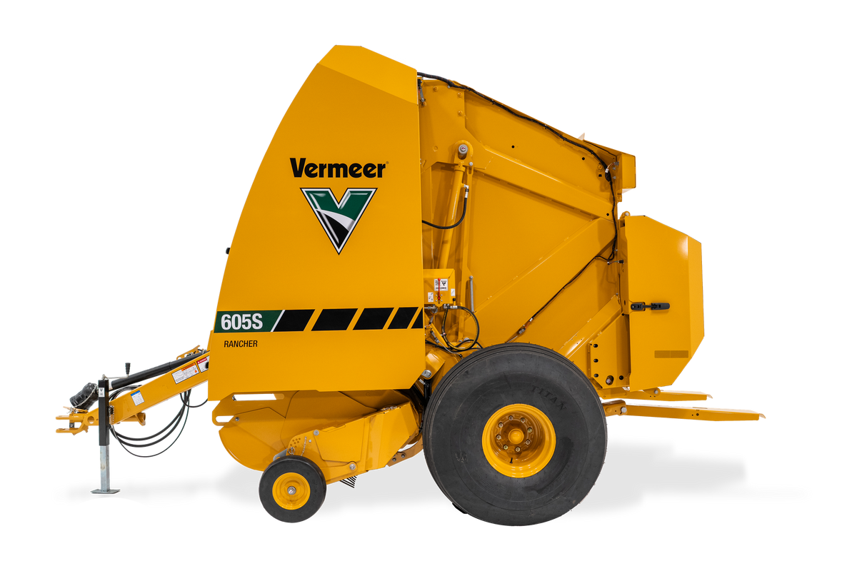 Vermeer 605S Rancher round baler, left side view