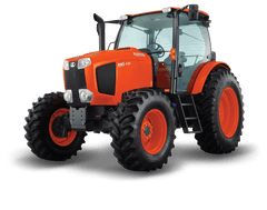Kubota M6-141 cab tractor, on a white background